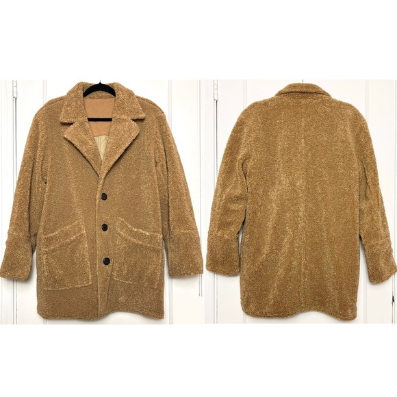 DEREK LAM 70s Reversible Wool Blend Quilted Faux Shearling Oversized Barn Coat 6 - Picture 10 of 17